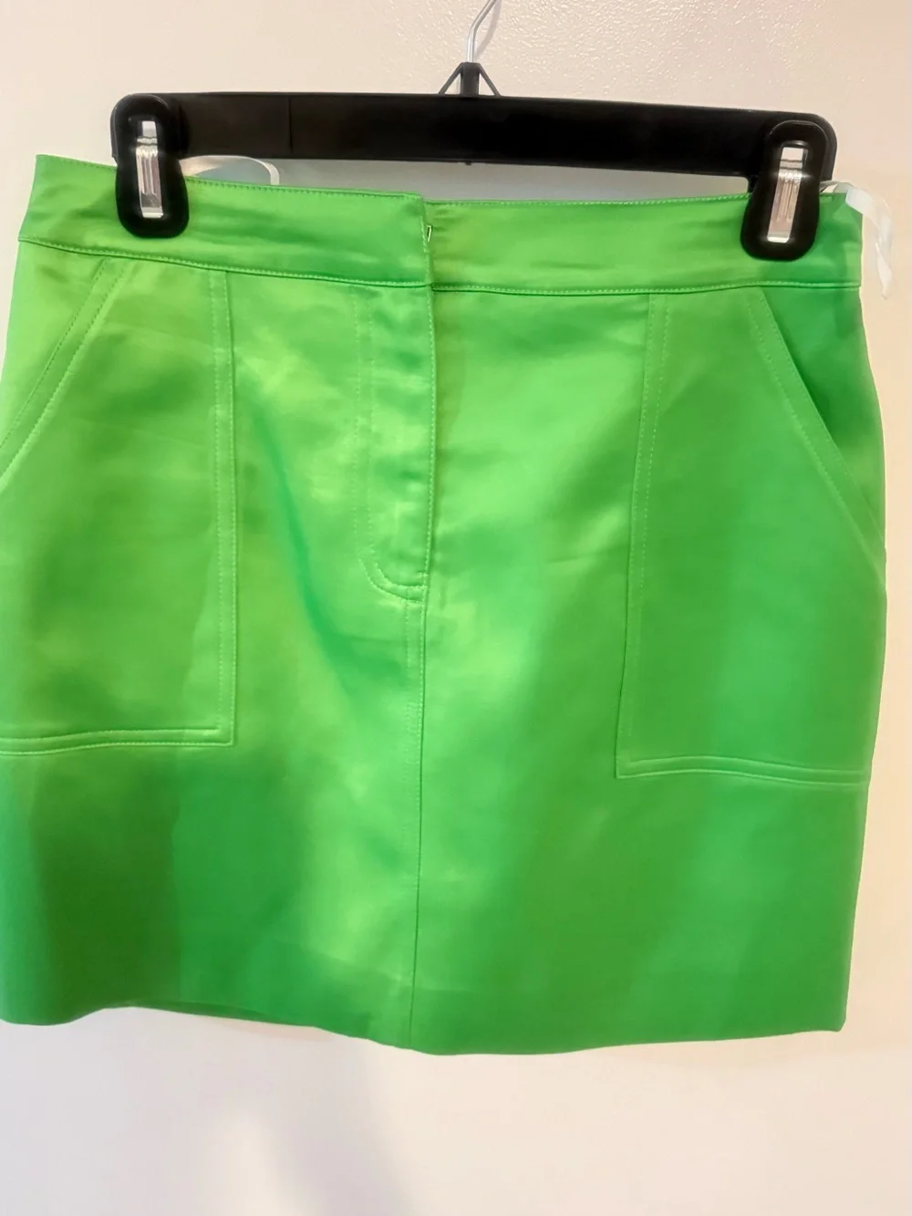 Vibrant Lime Green Satin Blazer & Mini Skirt Set